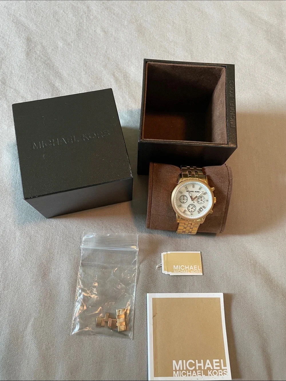 Michael Kors Gold Tone Watch with White Mother-of-Pearl Dial - Picture 3 of 4
